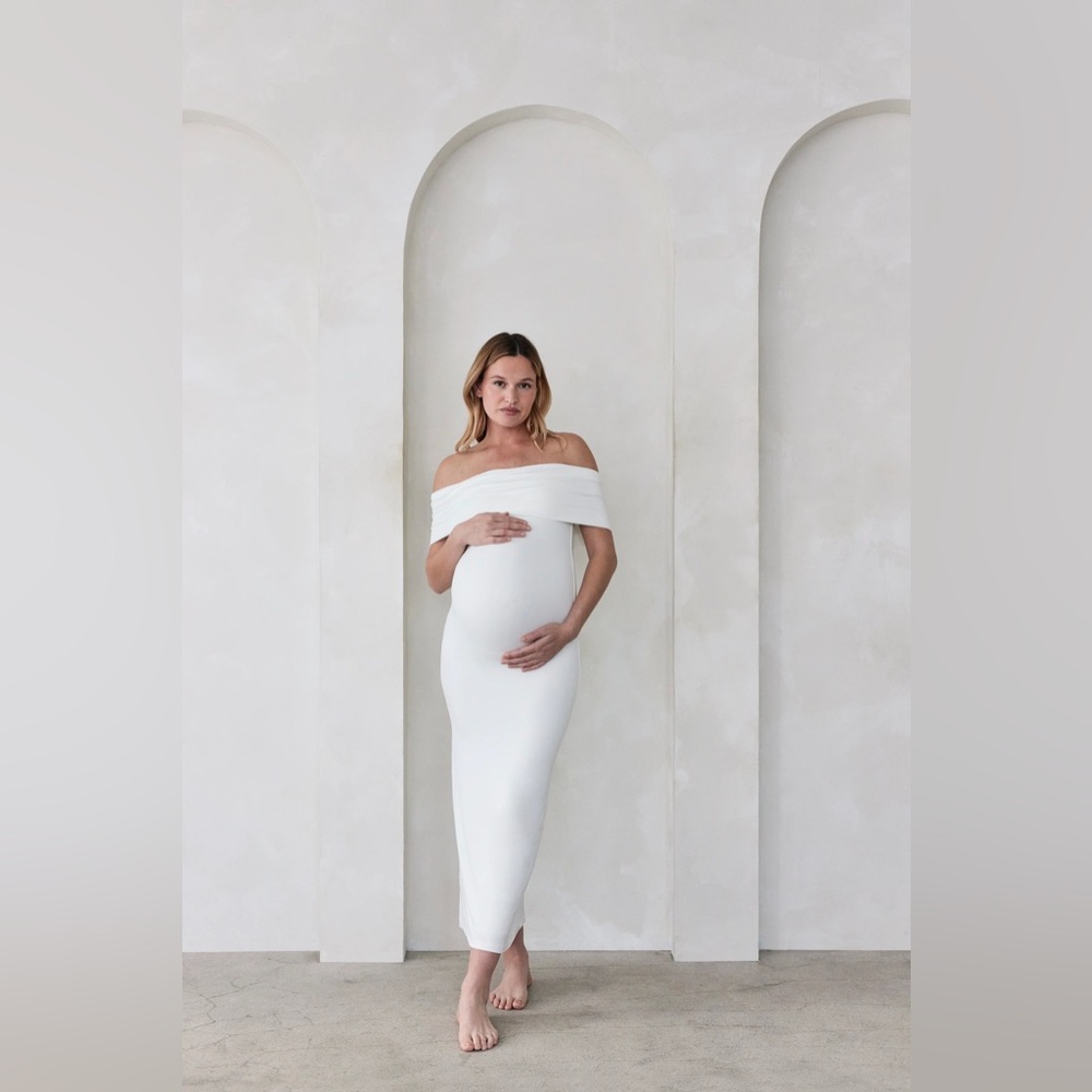 The Bianca- Ivory Bumpsuit Maternity Dress